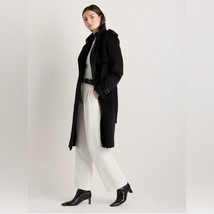 Quince Women’s 100% Mongolian Cashmere Trench Coat Black Outerwear Small New